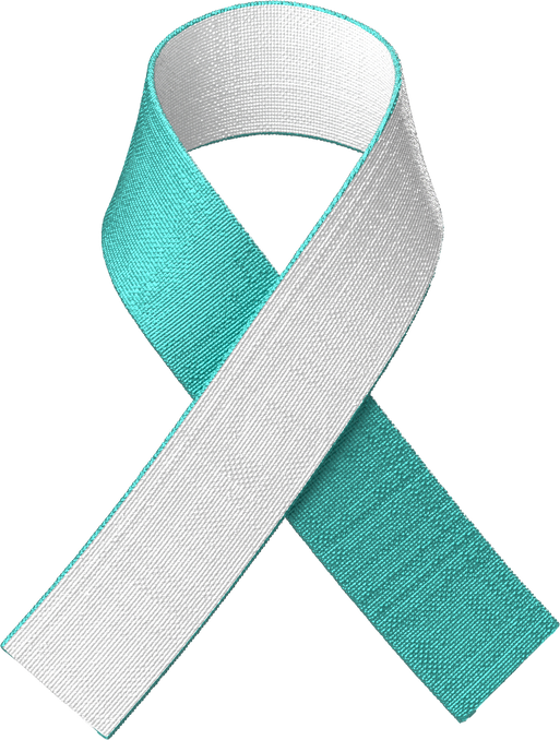 teal white ribbon for cervical cancer