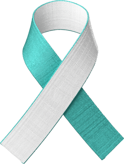 teal white ribbon for cervical cancer